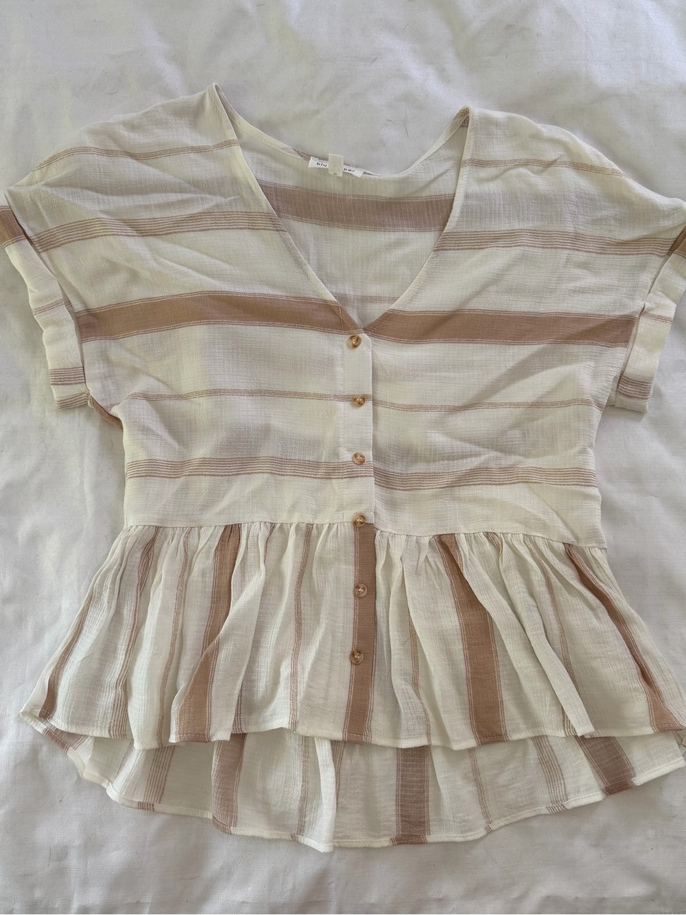 Striped peplum blu pepper blouse with buttons size small